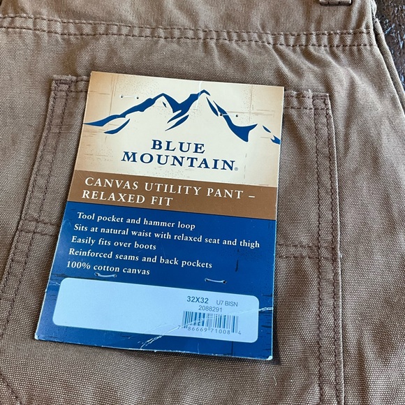 NWT Blue Mountain 32 x 32 canvas utility pants - Picture 6 of 6
